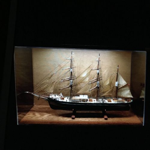 A model of a ship in a box