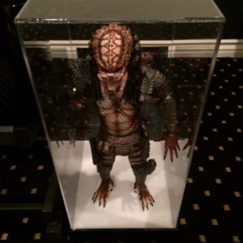 A display case with a creature in it.